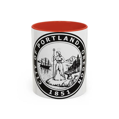 Seal of Portland Oregon - Accent Coffee Mug 11oz Red - Go Mug Yourself