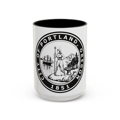 Seal of Portland Oregon - Accent Coffee Mug 15oz Black - Go Mug Yourself