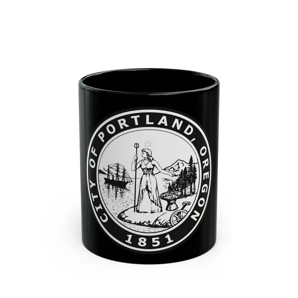 Seal of Portland Oregon - Black Coffee Mug-11oz-Go Mug Yourself