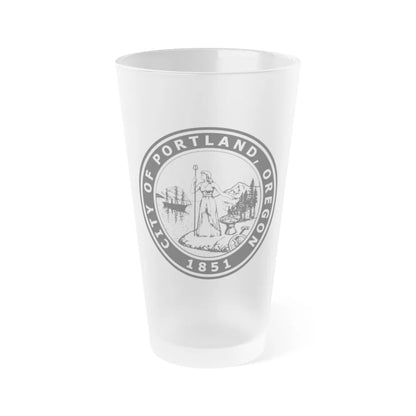 Seal of Portland Oregon - Frosted Pint Glass 16oz-16oz-Frosted-Go Mug Yourself