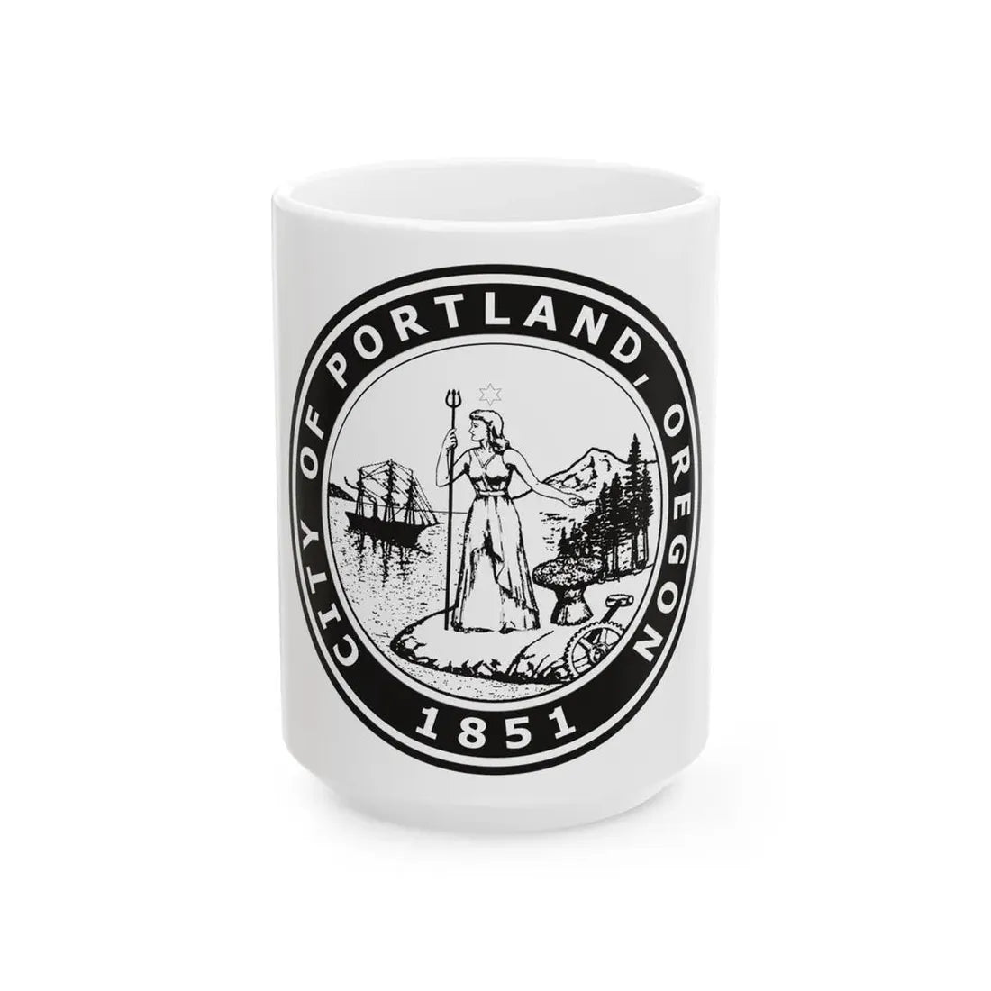 Seal of Portland Oregon - White Coffee Mug 15oz - Go Mug Yourself