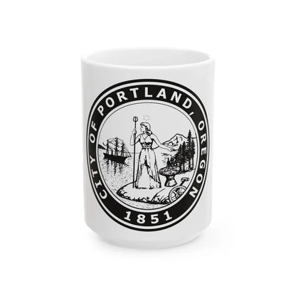 Seal of Portland Oregon - White Coffee Mug 15oz - Go Mug Yourself