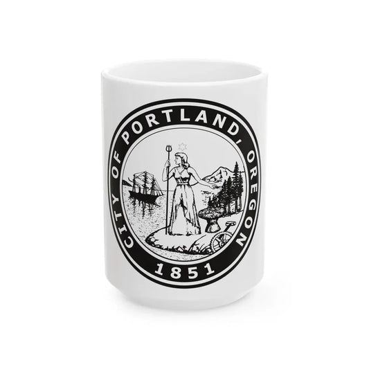 Seal of Portland Oregon - White Coffee Mug 15oz - Go Mug Yourself
