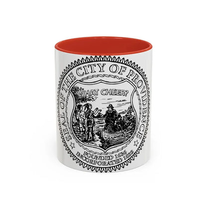 Seal of Providence Rhode Island - Accent Coffee Mug 11oz Red - Go Mug Yourself