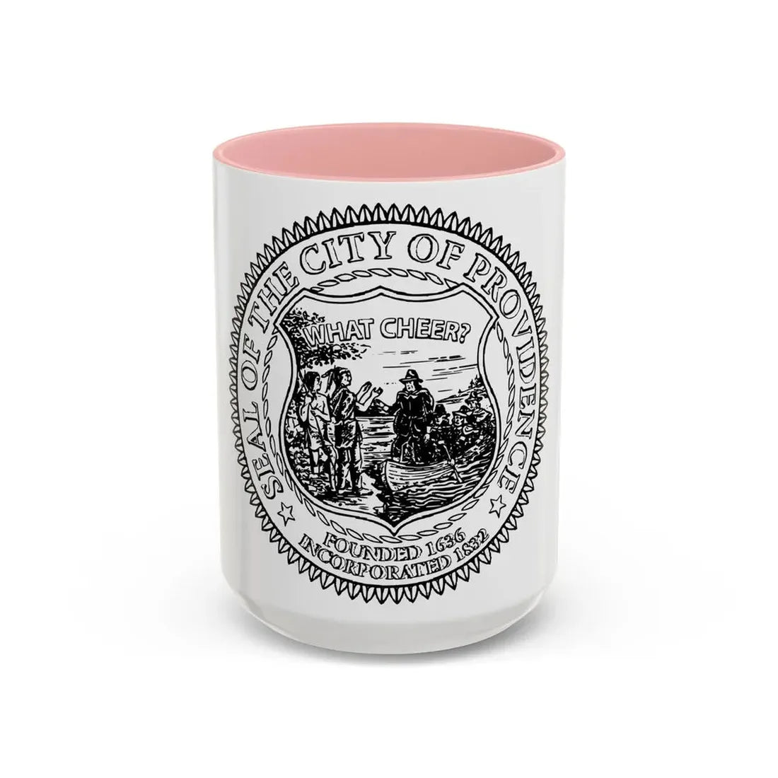 Seal of Providence Rhode Island - Accent Coffee Mug 15oz Pink - Go Mug Yourself