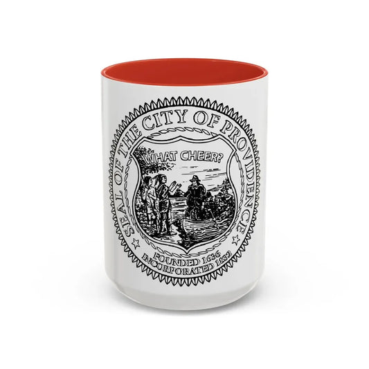 Seal of Providence Rhode Island - Accent Coffee Mug 15oz Red - Go Mug Yourself