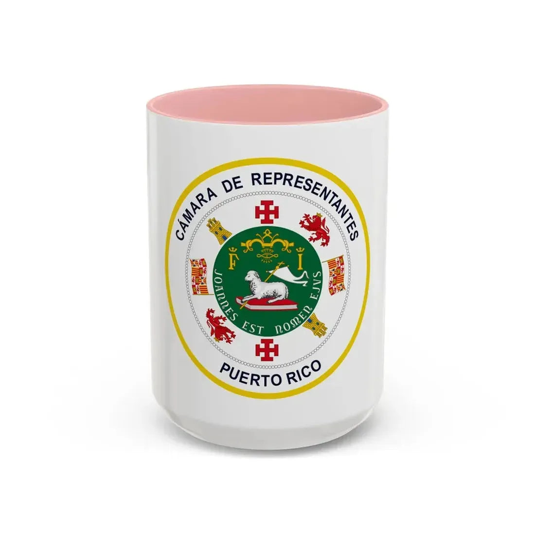 Seal of Puerto Rico House of Representatives - Accent Coffee Mug 15oz Pink - Go Mug Yourself