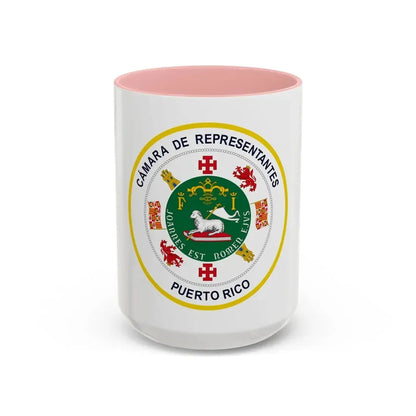 Seal of Puerto Rico House of Representatives - Accent Coffee Mug 15oz Pink - Go Mug Yourself