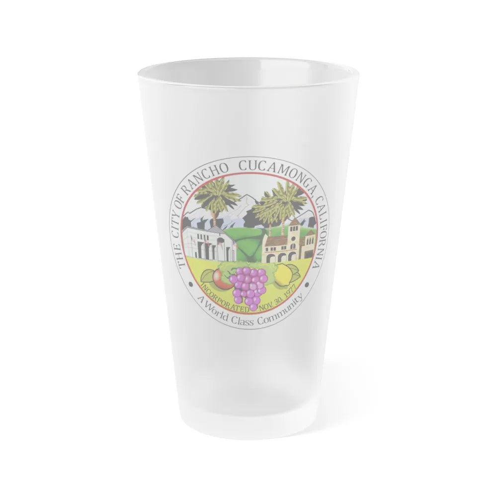 Seal of Rancho Cucamonga California - Frosted Pint Glass 16oz-16oz-Frosted-Go Mug Yourself