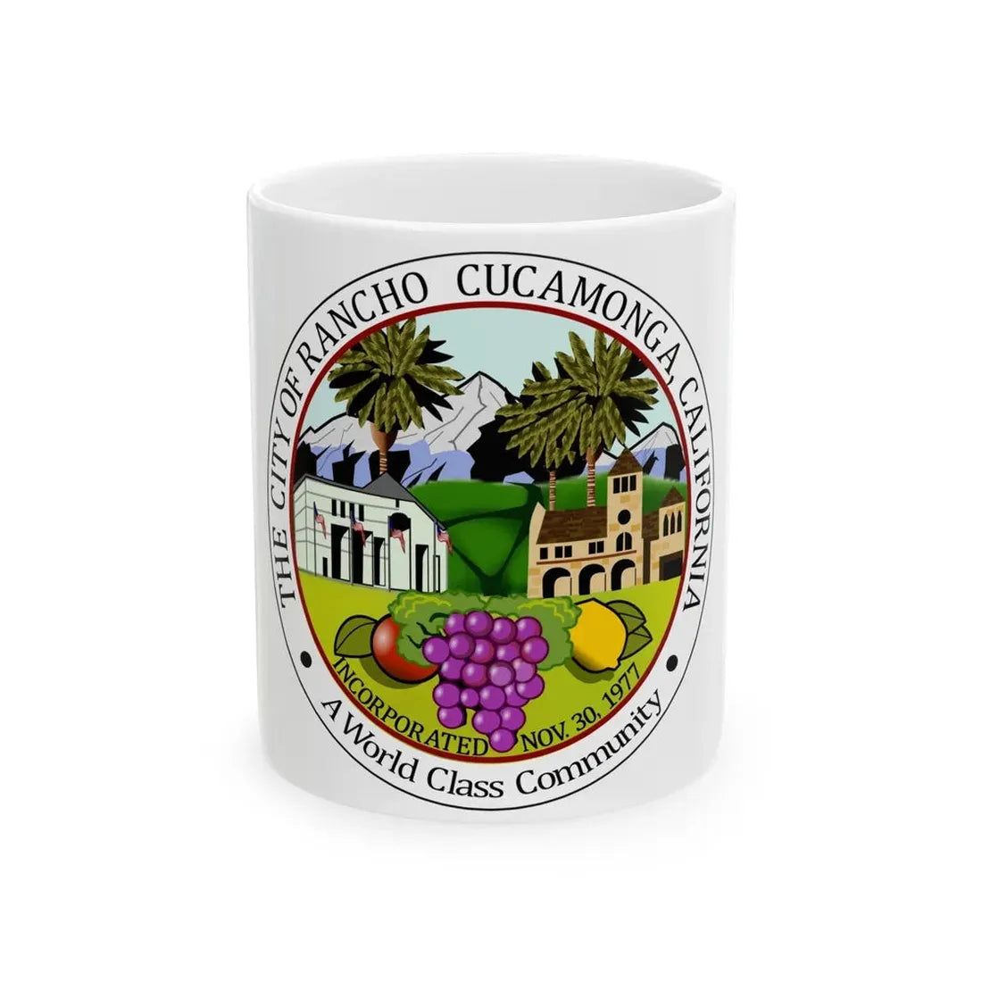 Seal of Rancho Cucamonga California - White Coffee Mug 11oz - Go Mug Yourself