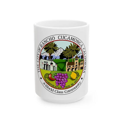 Seal of Rancho Cucamonga California - White Coffee Mug-15oz-Go Mug Yourself