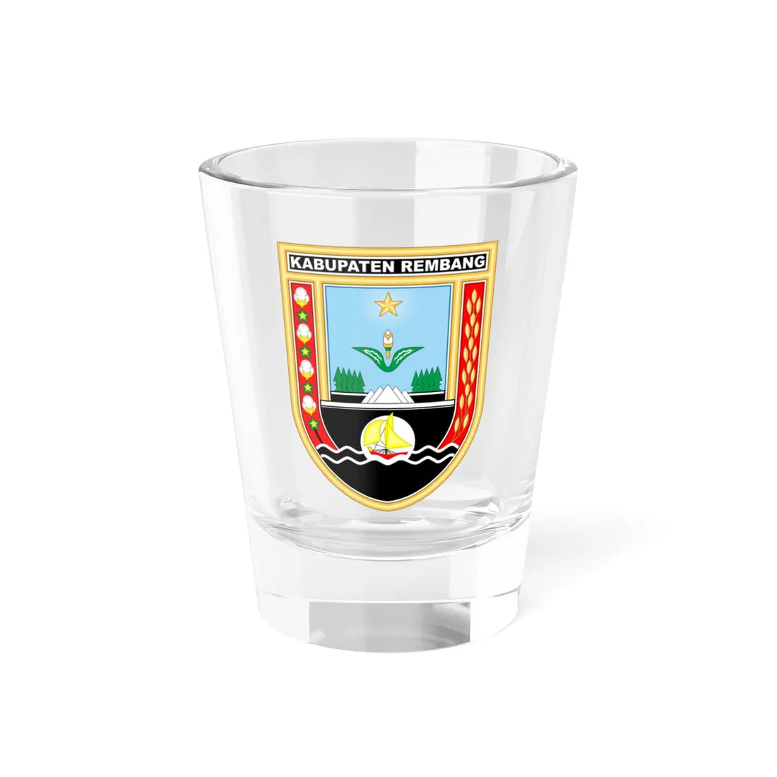 Seal of Rembang Regency (Indonesia) (Coat of Arms) Shot Glass 1.5oz 1.5oz - Go Mug Yourself