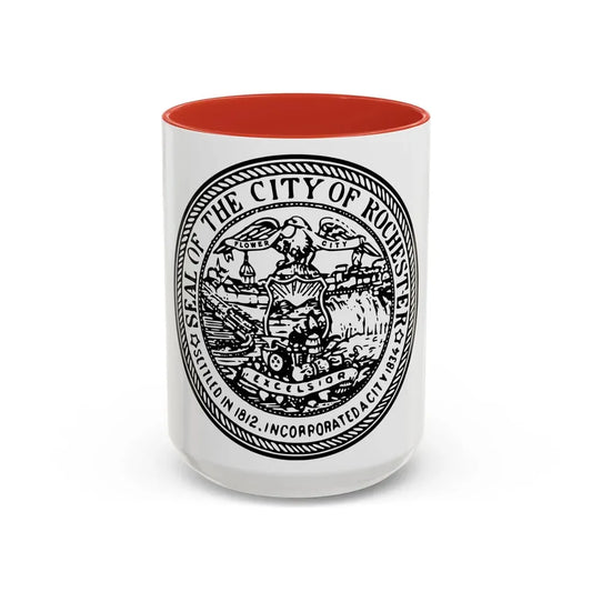 Seal of Rochester New York - Accent Coffee Mug 15oz Red - Go Mug Yourself