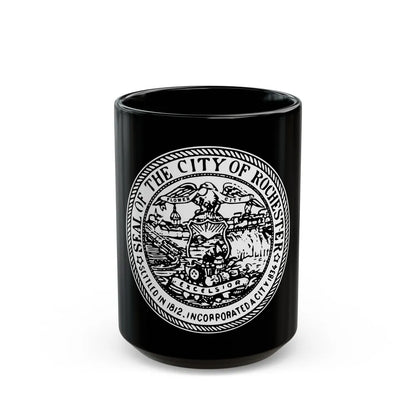 Seal of Rochester New York - Black Coffee Mug-15oz-Go Mug Yourself