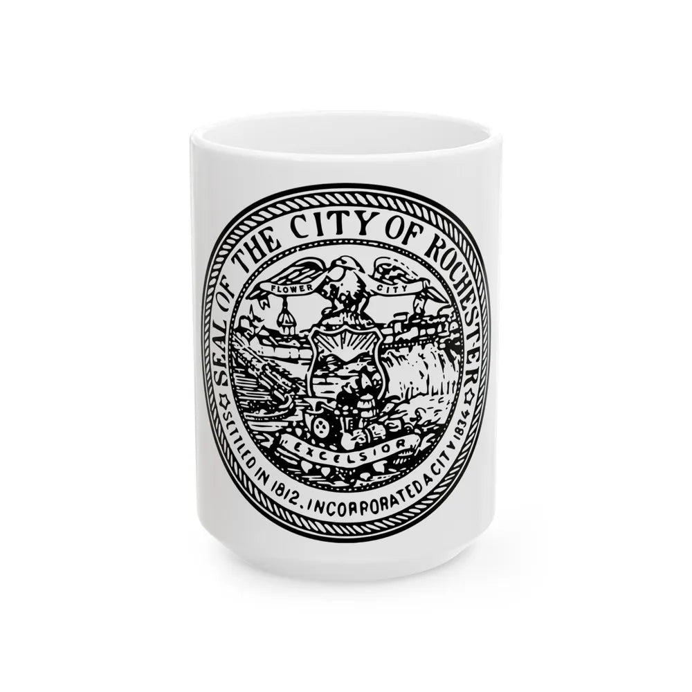 Seal of Rochester New York - White Coffee Mug-15oz-Go Mug Yourself