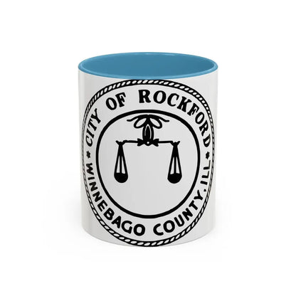 Seal of Rockford Illinois - Accent Coffee Mug 11oz Light Blue - Go Mug Yourself