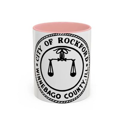 Seal of Rockford Illinois - Accent Coffee Mug 11oz Pink - Go Mug Yourself