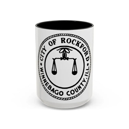Seal of Rockford Illinois - Accent Coffee Mug 15oz Black - Go Mug Yourself