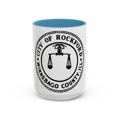 Seal of Rockford Illinois - Accent Coffee Mug 15oz Light Blue - Go Mug Yourself