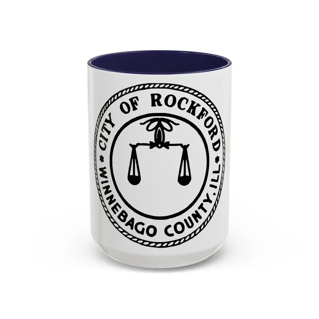 Seal of Rockford Illinois - Accent Coffee Mug 15oz Navy - Go Mug Yourself