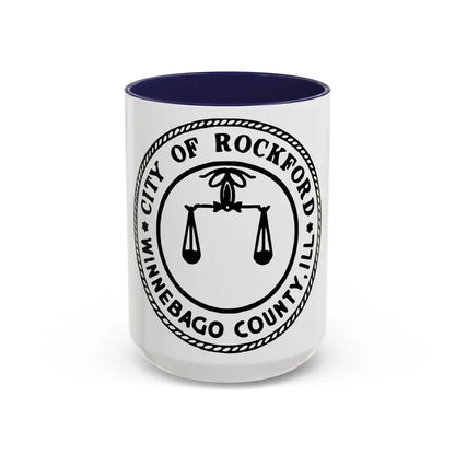 Seal of Rockford Illinois - Accent Coffee Mug 15oz Navy - Go Mug Yourself