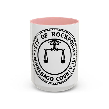 Seal of Rockford Illinois - Accent Coffee Mug 15oz Pink - Go Mug Yourself