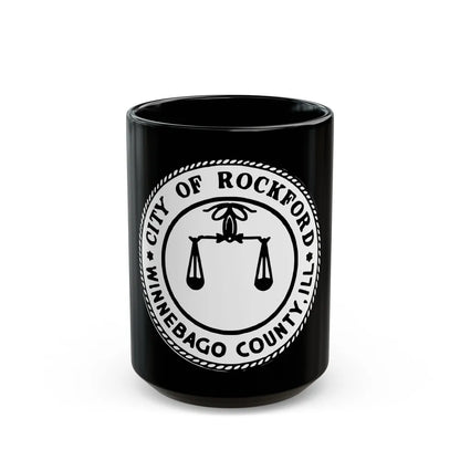 Seal of Rockford Illinois - Black Coffee Mug-15oz-Go Mug Yourself