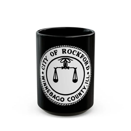 Seal of Rockford Illinois - Black Coffee Mug 15oz - Go Mug Yourself