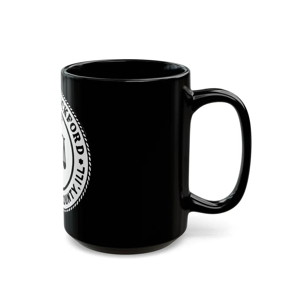 Seal of Rockford Illinois - Black Coffee Mug-Go Mug Yourself