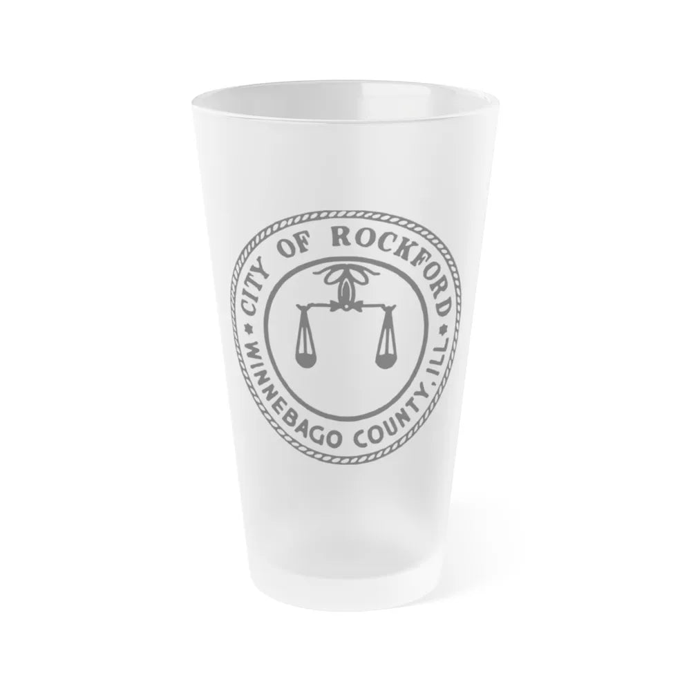 Seal of Rockford Illinois - Frosted Pint Glass 16oz-16oz-Frosted-Go Mug Yourself