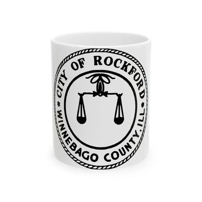 Seal of Rockford Illinois - White Coffee Mug-11oz-Go Mug Yourself