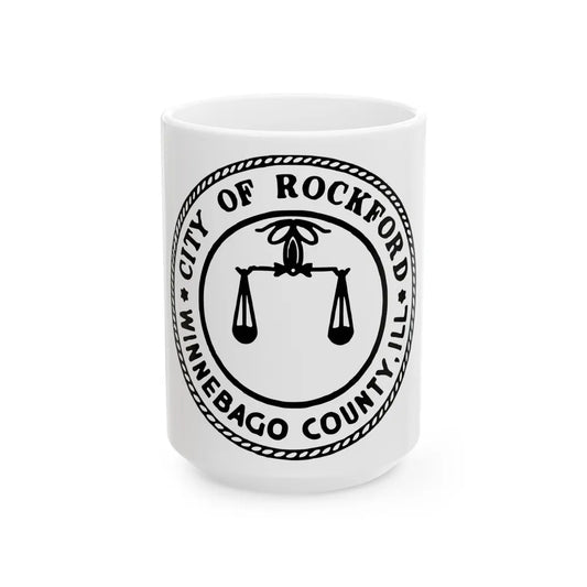 Seal of Rockford Illinois - White Coffee Mug-15oz-Go Mug Yourself