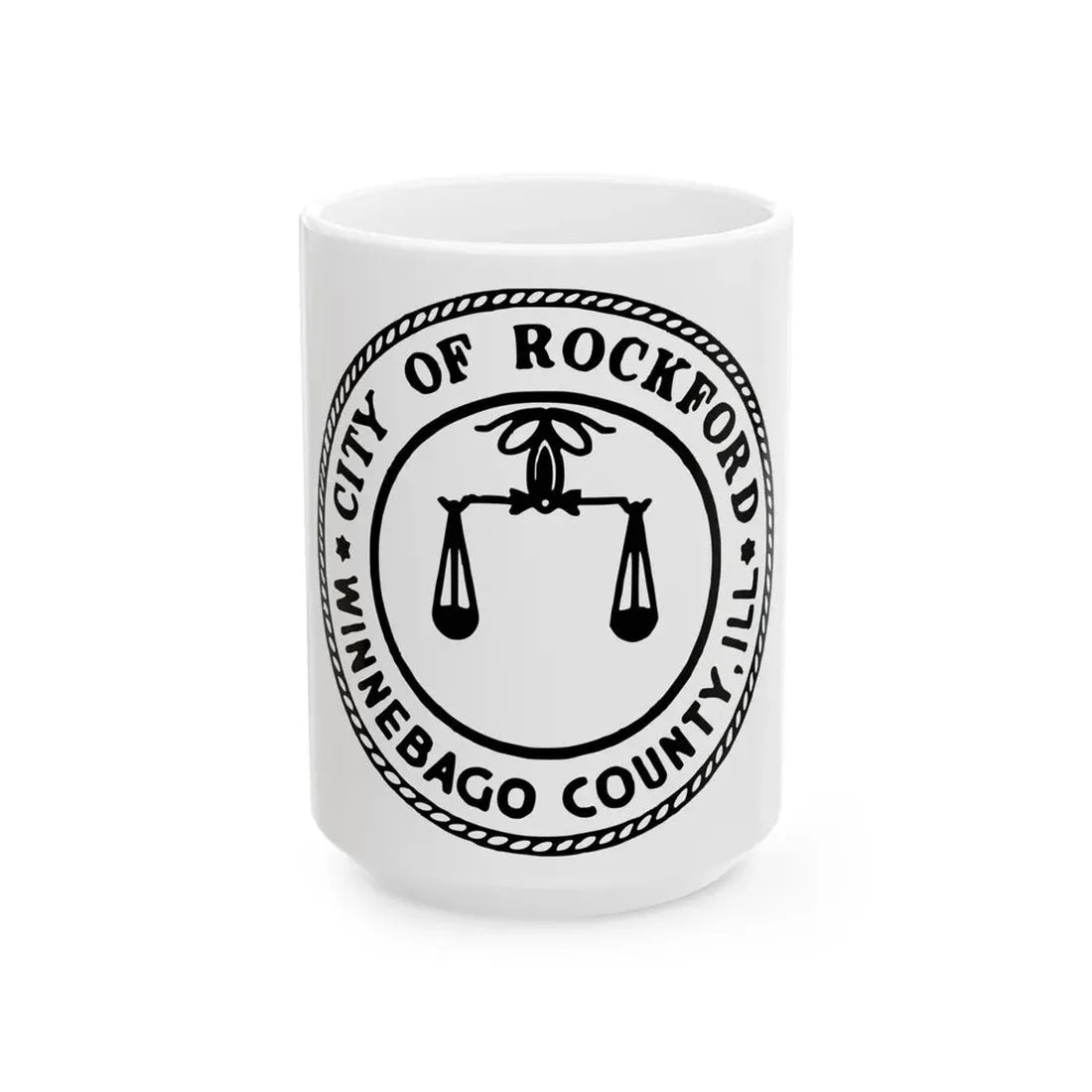 Seal of Rockford Illinois - White Coffee Mug 15oz - Go Mug Yourself