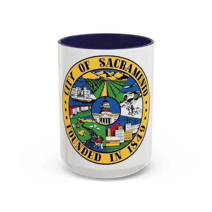 Seal of Sacramento California - Accent Coffee Mug 15oz Navy - Go Mug Yourself