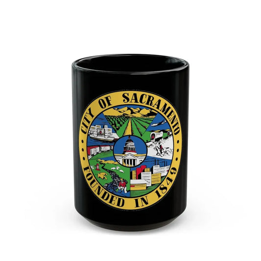 Seal of Sacramento California - Black Coffee Mug 15oz - Go Mug Yourself