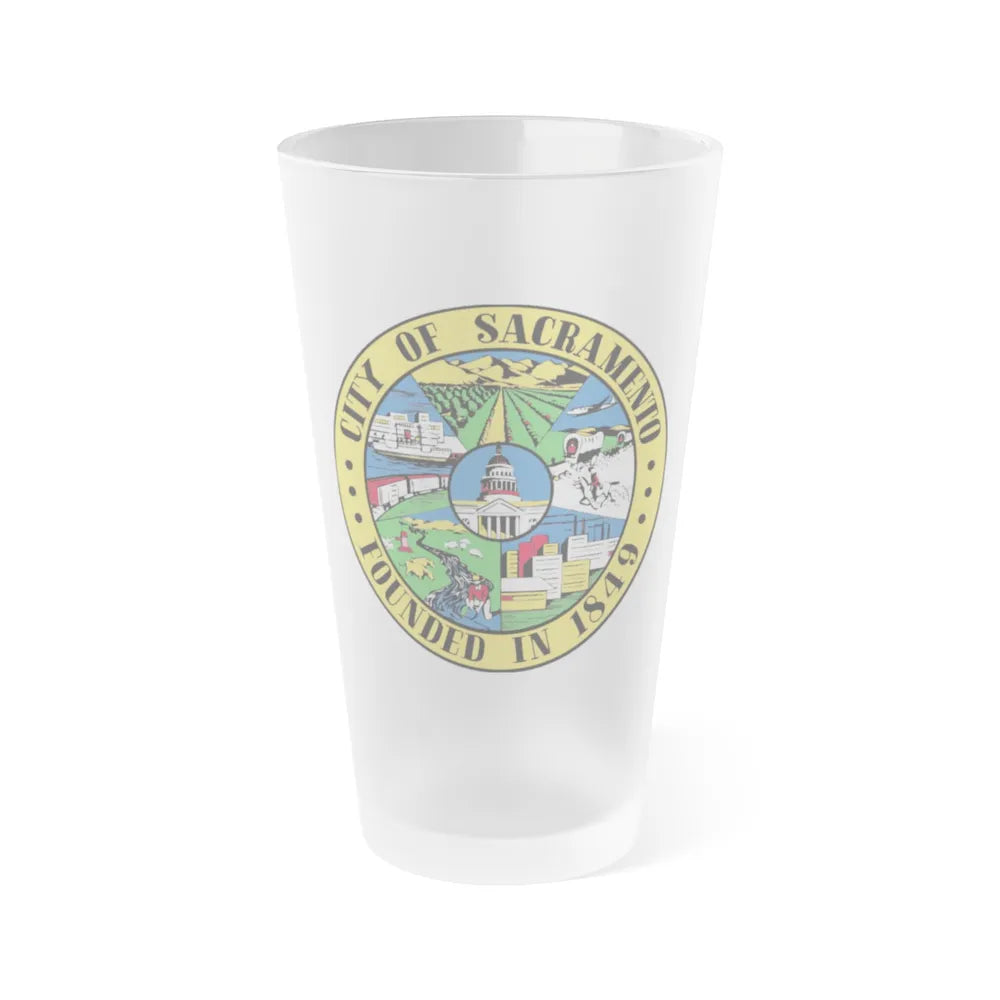 Seal of Sacramento California - Frosted Pint Glass 16oz-16oz-Frosted-Go Mug Yourself