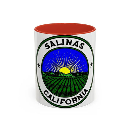 Seal of Salinas California - Accent Coffee Mug 11oz Red - Go Mug Yourself
