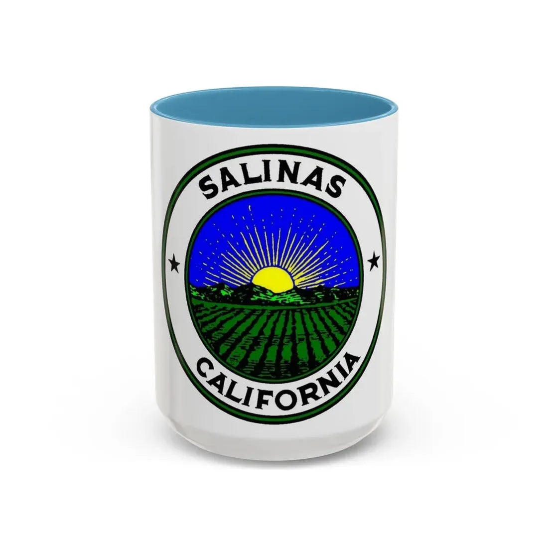 Seal of Salinas California - Accent Coffee Mug 15oz Light Blue - Go Mug Yourself