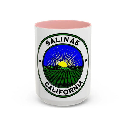Seal of Salinas California - Accent Coffee Mug 15oz Pink - Go Mug Yourself
