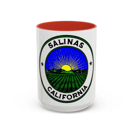 Seal of Salinas California - Accent Coffee Mug 15oz Red - Go Mug Yourself