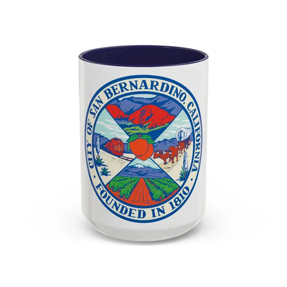 Seal of San Bernardino California - Accent Coffee Mug 15oz Navy - Go Mug Yourself