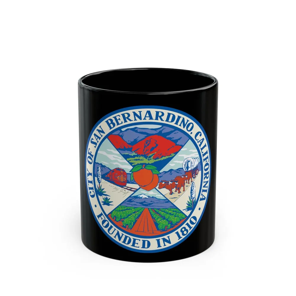 Seal of San Bernardino California - Black Coffee Mug-11oz-Go Mug Yourself