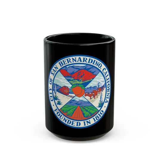 Seal of San Bernardino California - Black Coffee Mug-15oz-Go Mug Yourself