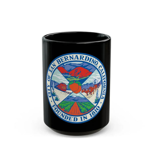 Seal of San Bernardino California - Black Coffee Mug 15oz - Go Mug Yourself