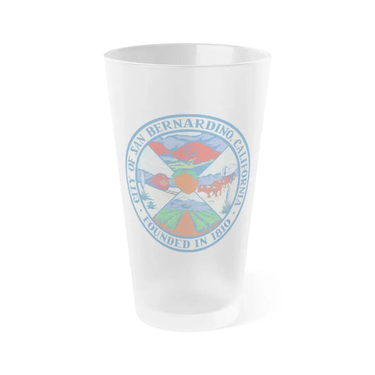 Seal of San Bernardino California - Frosted Pint Glass 16oz 16oz Frosted - Go Mug Yourself