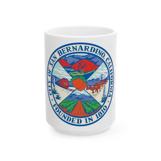 Seal of San Bernardino California - White Coffee Mug 15oz - Go Mug Yourself