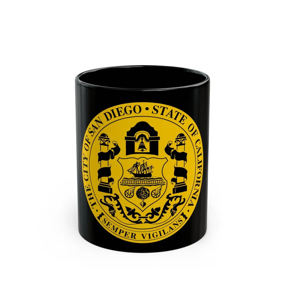 Seal of San Diego California - Black Coffee Mug-11oz-Go Mug Yourself