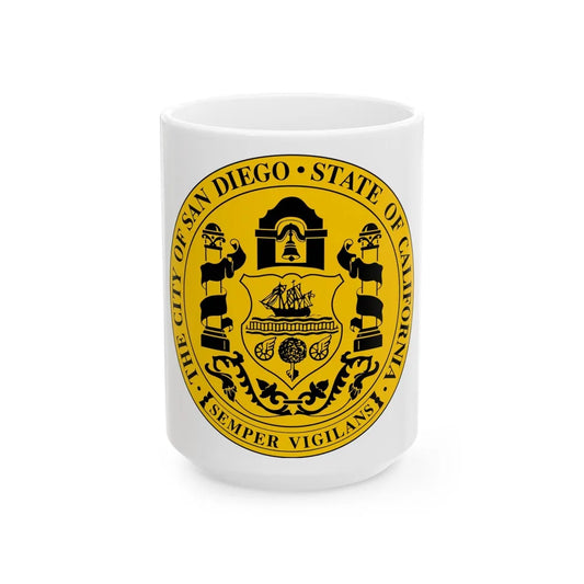 Seal of San Diego California - White Coffee Mug-15oz-Go Mug Yourself