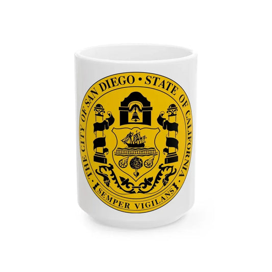 Seal of San Diego California - White Coffee Mug 15oz - Go Mug Yourself