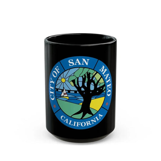 Seal of San Mateo California - Black Coffee Mug 15oz - Go Mug Yourself